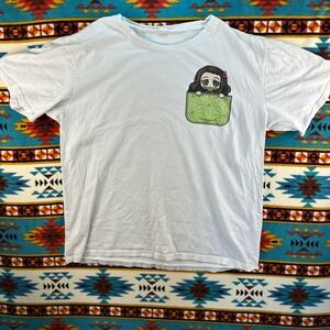 Divided Anime Graphic T-Shirt‎ Nezuko Demon Slayer Pocket Print Short Sleeve